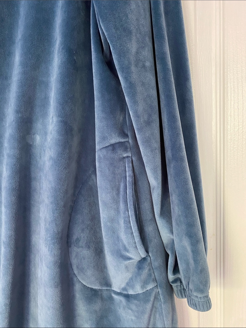 Softies Dress 35" Feather Velour Funnel Neck Lounger Dress Blue Velvet Blue L - Picture 4 of 12